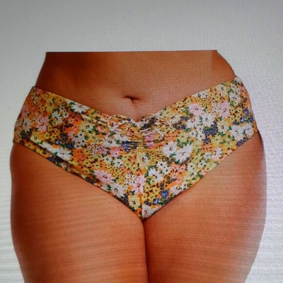 New Plus Size Bikini Bottoms Yellow Printed Women's 3X New With Tags - Picture 1 of 6